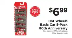 ShopRite Hot Wheels Basic Car 5-Pack 80th Anniversary offer