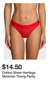 Victoria's Secret Cotton Sheer Heritage Shimmer Thong Panty offer