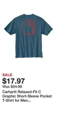 Cabela's Carhartt Relaxed-Fit C Graphic Short-Sleeve Pocket T-Shirt for Men - Storm Blue/Roasted Tomato - M offer