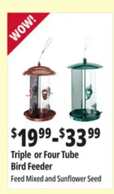 Ocean State Job Lot Triple or Four Tube Bird Feeder offer
