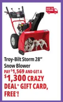 Ocean State Job Lot Troy-Bilt Storm 28 Snow Blower offer