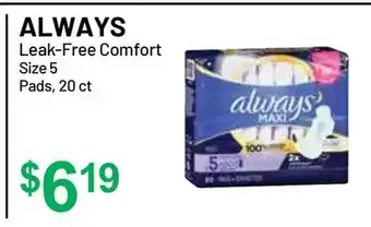 Health Mart ALWAYS Leak-Free Comfort Size 5 Pads offer