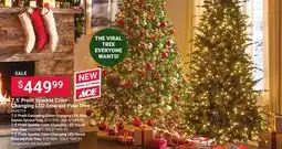Ace Hardware 7.5' Prelit Sparkle Color-Changing LED Emerald Pine Tree offer