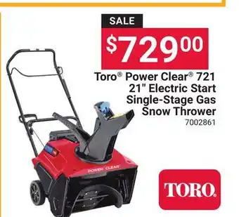 Ace Hardware Toro Power Clear 721 21 Electric Start Single-Stage Gas Snow Thrower offer