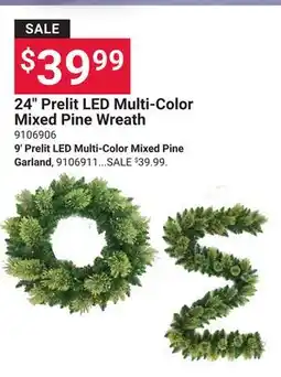 Ace Hardware 24 Prelit LED Multi-Color Mixed Pine Wreath offer