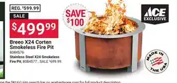 Ace Hardware Breeo X24 Corten Smokeless Fire Pit offer