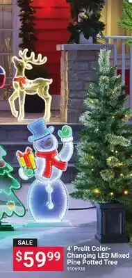 Ace Hardware 4' Prelit Color-Changing LED Mixed Pine Potted Tree offer