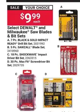 Ace Hardware Select DEWALT and Milwaukee Saw Blades & Bit Sets offer
