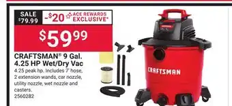 Ace Hardware CRAFTSMAN 9 Gal. 4.25 HP Wet/Dry Vac offer