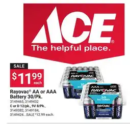 Ace Hardware Rayovac AA or AAA Battery 30/Pk offer