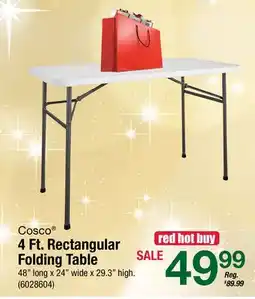 Ace Hardware Cosco 4 Ft. Rectangular Folding Table offer