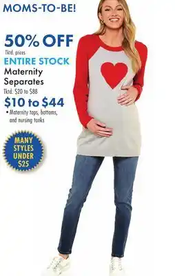 Boscov's ENTIRE STOCK Maternity Separates offer