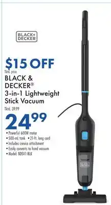 Boscov's BLACK & DECKER 3-in-1 Lightweight Stick Vacuum offer