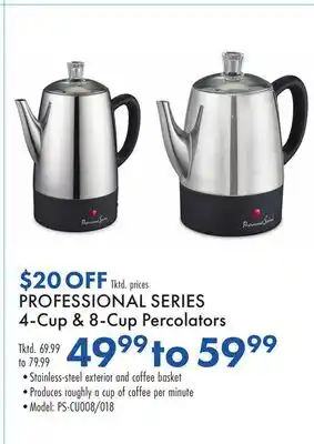 Boscov's PROFESSIONAL SERIES 4-Cup & 8-Cup Percolators offer