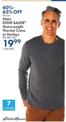 Boscov's Mens EDDIE BAUER Heavyweight Thermal Crews or Henleys offer