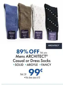 Boscov's Mens ARCHITECT Casual or Dress Socks offer