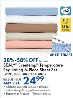 Boscov's SEALY Eventemp Temperature Regulating 6-Piece Sheet Set offer