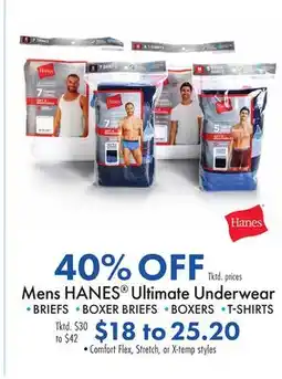 Boscov's Mens HANES Ultimate Underwear offer