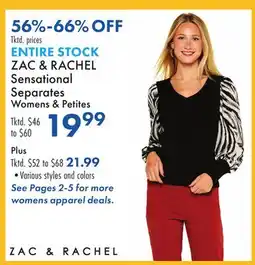 Boscov's ENTIRE STOCK ZAC & RACHEL Sensational Separates Womens & Petite offer