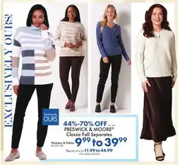 Boscov's PRESWICK & MOORE Classic Fall Separates offer