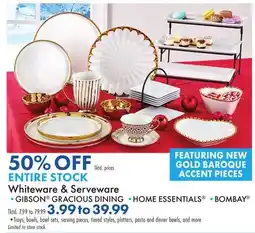 Boscov's ENTIRE STOCK Whiteware & Serveware offer