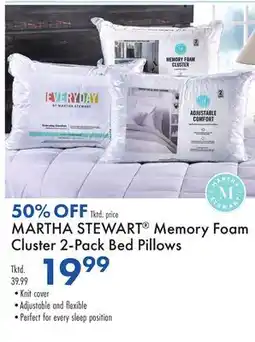 Boscov's MARTHA STEWART Memory Foam Cluster 2-Pack Bed Pillows offer