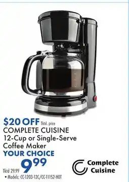 Boscov's COMPLETE CUISINE 12-Cup or Single-Serve Coffee Maker offer
