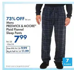 Boscov's Mens PRESWICK & MOORE Plaid Flannel Sleep Pants offer