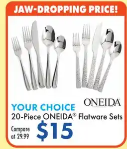 Boscov's 20-Piece ONEIDA Flatware Sets offer