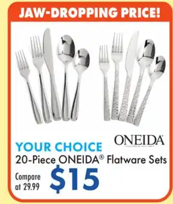 Boscov's 20-Piece ONEIDA Flatware Sets offer
