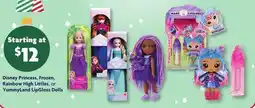 Family Dollar Disney Princess, Frozen, Rainbow High Littles, or YummyLand LipGloss Dolls offer