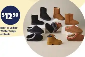 Family Dollar Kids' or Ladies' Winter Clogs or Boots offer