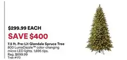 Michaels 7.5 ft. Pre-Lit Glendale Spruce Tree offer