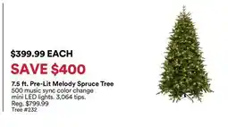 Michaels 7.5 ft. Pre-Lit Melody Spruce Tree offer