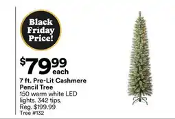 Michaels 7 ft. Pre-Lit cashmere Pencil Tree offer