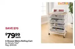 Michaels 4-Drawer Metro rolling cart by Simply Tidy offer