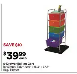 Michaels 5-Drawer rolling cart by Simply Tidy offer