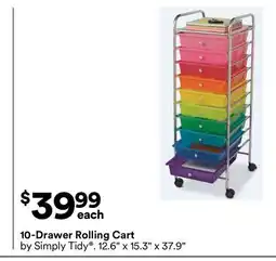 Michaels 10-Drawer rolling cart by Simply Tidy offer