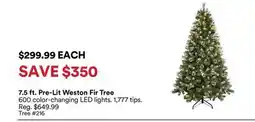 Michaels 7.5 ft. Pre-Lit Weston Fir Tree offer