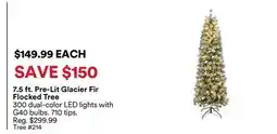 Michaels 7.5 ft. Pre-Lit Glacier Fir Flocked Tree offer