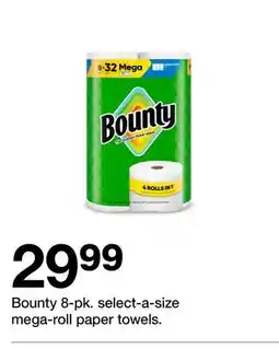 Target Bounty 8-pk. select-a-size mega-roll paper towels offer