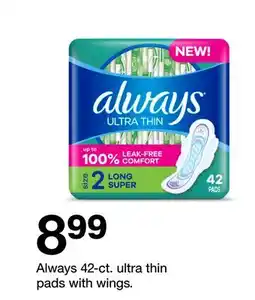 Target Always 42-ct. ultra thin pads with wings offer