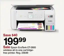 Target Epson EcoTank ET-2800 wireless all-in-one cartridge-free printer offer