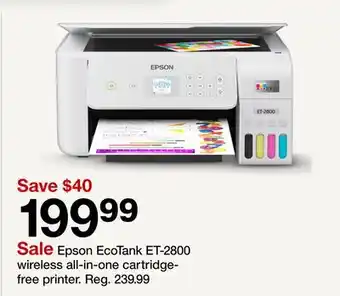 Target Epson EcoTank ET-2800 wireless all-in-one cartridge-free printer offer