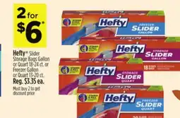 Dollar General Hefty Slider Storage Bags Gallon or Quart 18-24 ct. or Freezer Gallon or Quart 13-20 ct offer