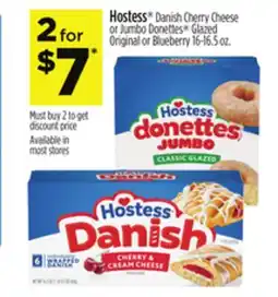 Dollar General Hostess Danish Cherry Cheese or Jumbo Donettes Glazed Original or Blueberry offer