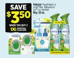 Dollar General Febreze Plug TM Refill 1 ct. or Air TM Mist, Bathroom or Car TM 2 ct offer