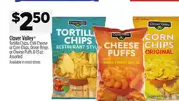 Dollar General Clover Valley Tortilla Chips, Chili Cheese or Corn Chips, Onion Rings or Cheese offer