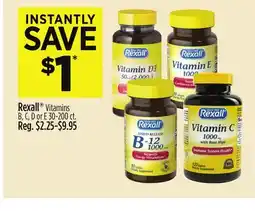 Dollar General Rexall Vitamins B, C, D or E offer