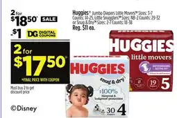 Dollar General Huggies Jumbo Diapers Little Movers offer